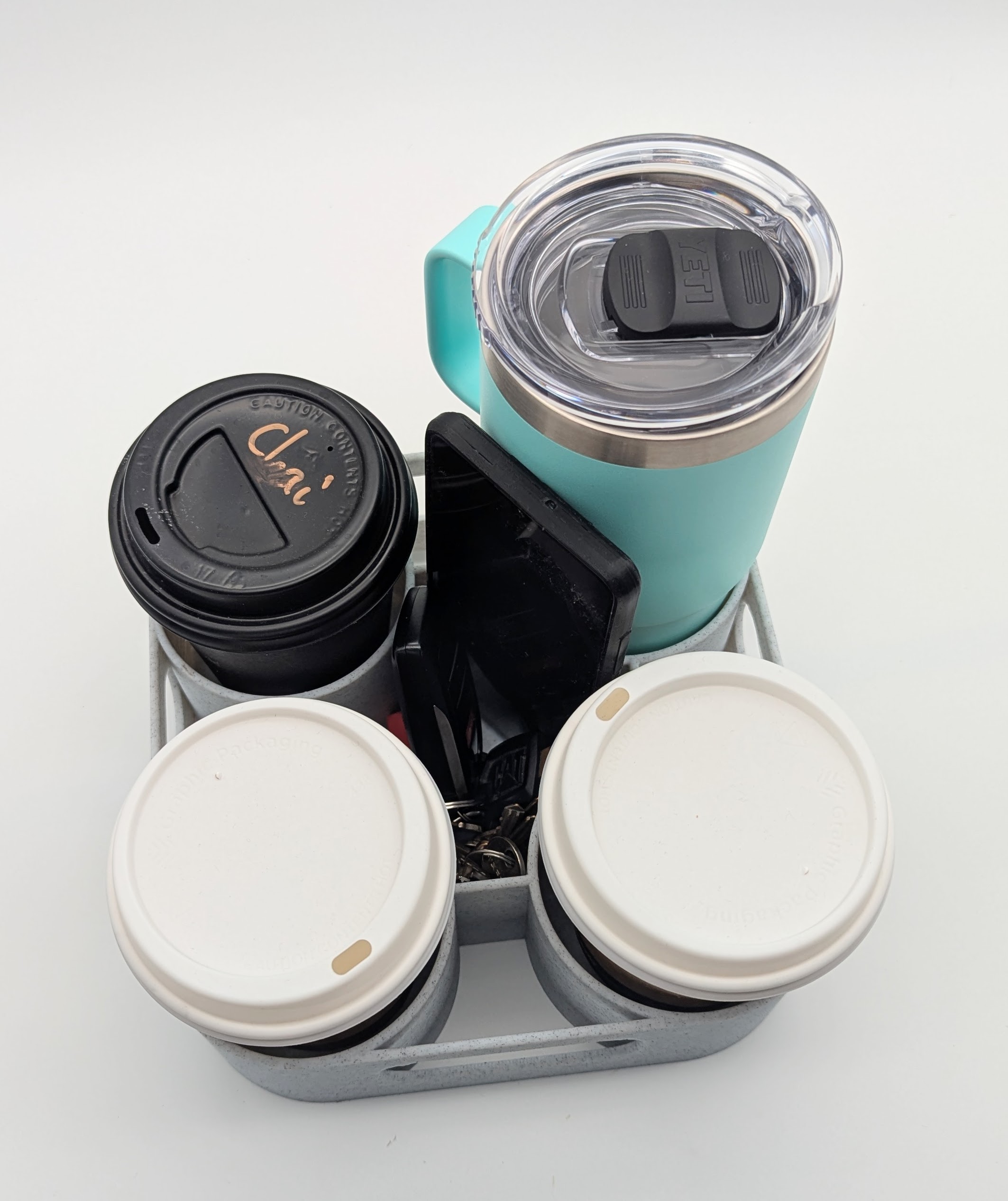 Multi-Purpose Cup Tray – 4 Cups & Essentials Holder for Coffee, Beach, Car, Picnic, or Desk - Image 5