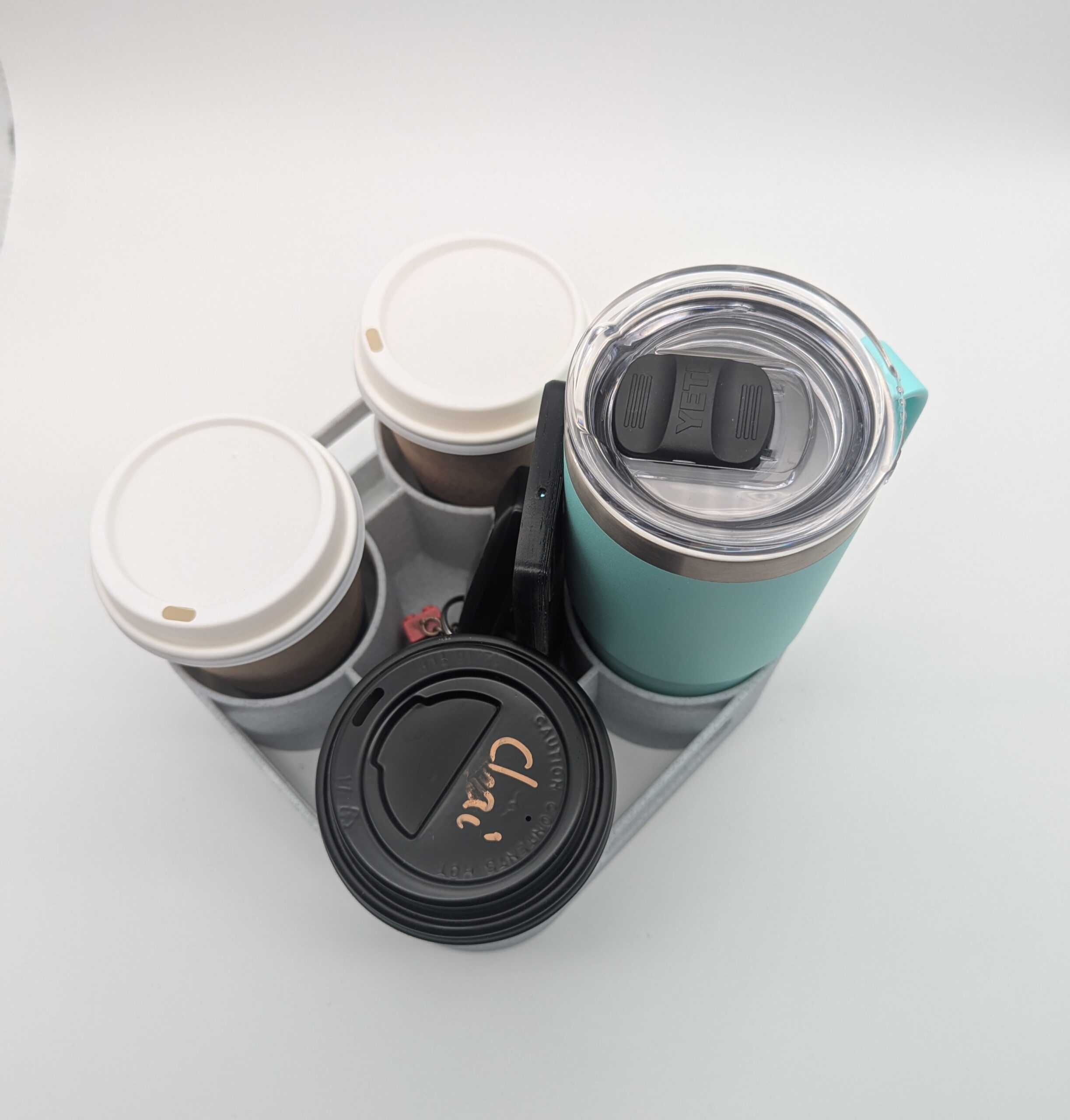 Multi-Purpose Cup Tray – 4 Cups & Essentials Holder for Coffee, Beach, Car, Picnic, or Desk - Image 3