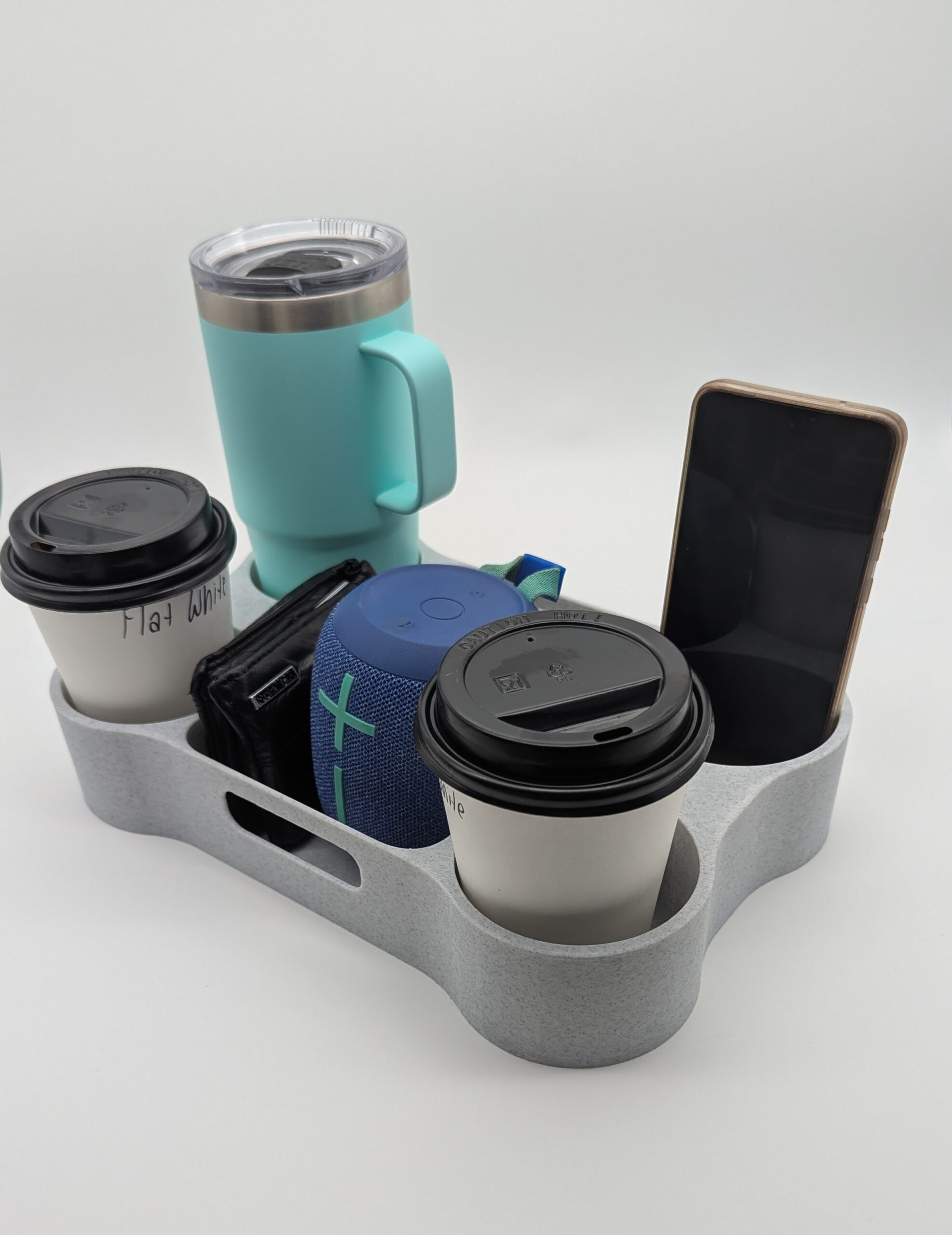 Extra Large Cup Tray – Recycled Plastic 4-Cup & Essentials Holder - Image 4